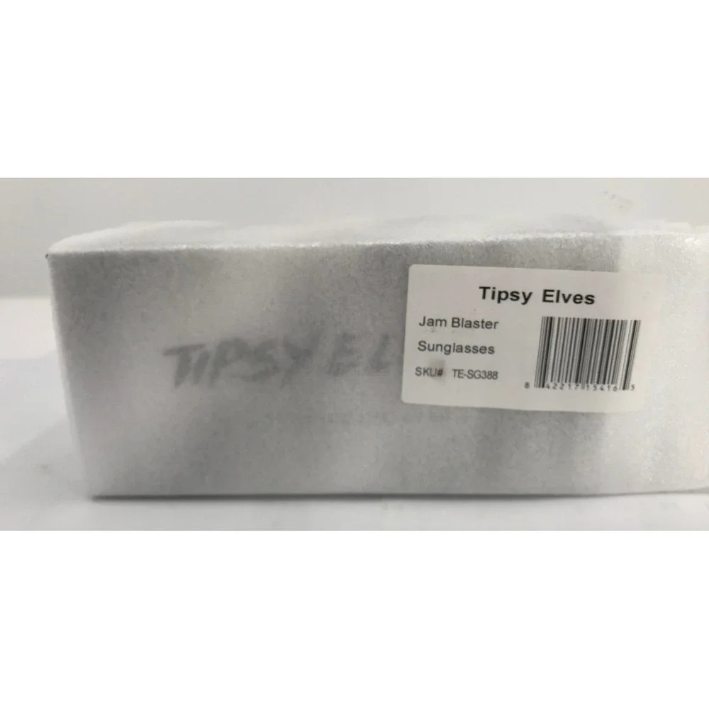 Tipsy Elves Retro Shield Sunglasses Blue‎ Yellow UV400 Performance Eyewear Case